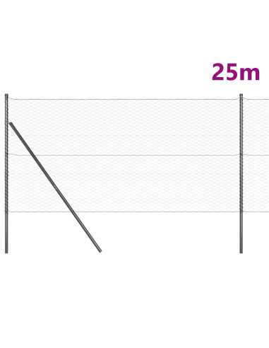 Palo della recinzione Grigio 25 x 1 m (rete 36 mm) Acciaio
