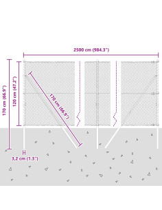 Palo della recinzione Grigio 25 x 1,2 m (rete da 25 mm) Acciaio 2