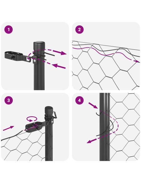 Palo della recinzione Grigio 25 x 1,2 m (rete da 25 mm) Acciaio