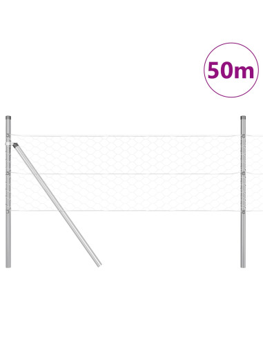 Palo della recinzione Argento 50 x 0,8 m (maglia da 50 mm)