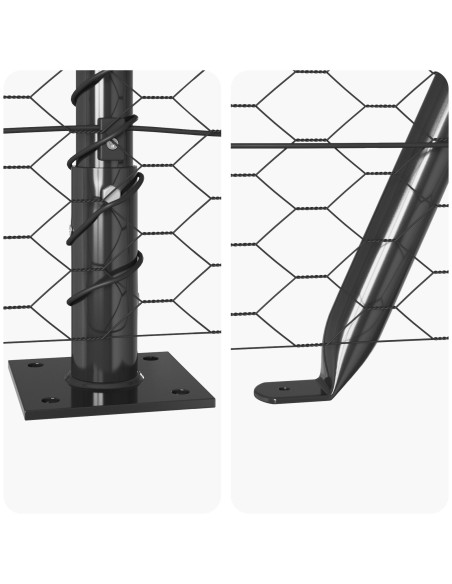 Recinzione Esagonale con 11 Pilastri Flangiati 1x25 m Acciaio Zincato