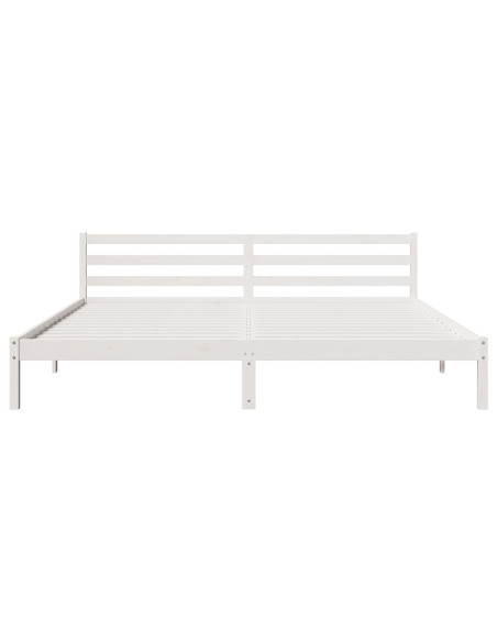 Letto con testiera Bianca 200x220 cm in Legno Massello di Pino