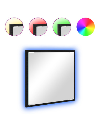 Specchio da bagno LED con specchio Rovere Nero 40 x 37 x 8.5 cm