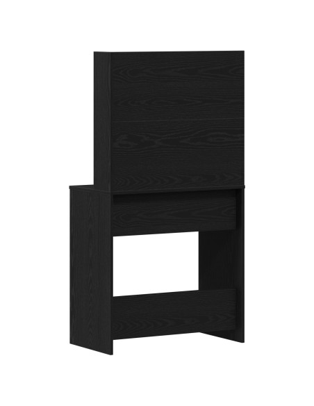 Tavolo da Trucco LED in Rovere Nero - 74.5x40x141 cm, Fatto in Legno Ingegnerizzato