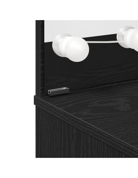 Tavolo da Trucco LED in Rovere Nero - 74.5x40x141 cm, Fatto in Legno Ingegnerizzato