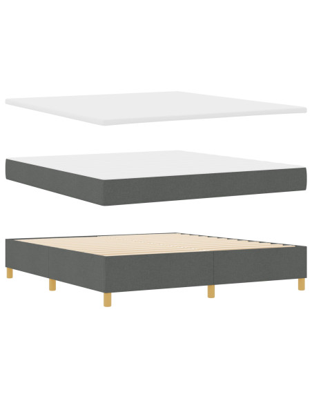 Letto Box Spring con Materasso Grigio Scuro Super King in Tessuto