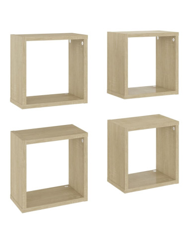 Mensole a Cubo 4 pz Rovere Sonoma 26x15x26 cm
