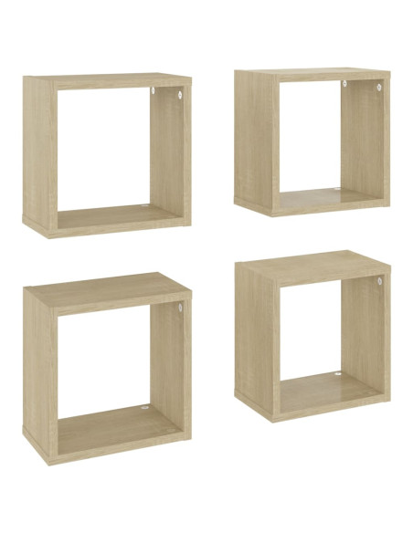 Mensole a Cubo 4 pz Rovere Sonoma 26x15x26 cm