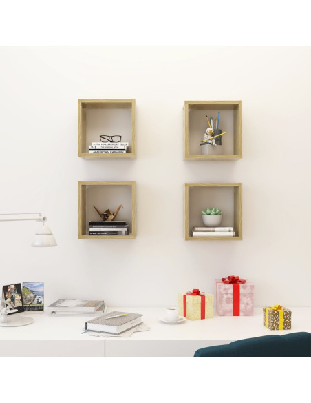 Mensole a Cubo 4 pz Rovere Sonoma 26x15x26 cm
