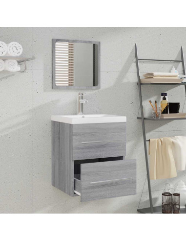 Mobile da Bagno con Specchio Grigio Sonoma 41x38,5x48 cm
