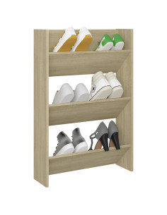 Scarpiera a Muro Rovere Sonoma 60x18x90 cm in Legno Multistrato 2