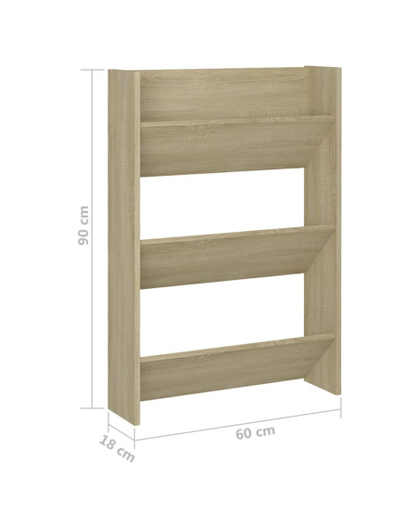 Scarpiera a Muro Rovere Sonoma 60x18x90 cm in Legno Multistrato