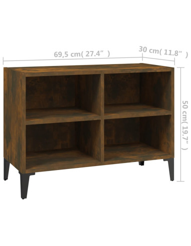 Mobile TV con Gambe in Metallo Rovere Fumo 69,5x30x50 cm