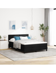 Letto a molle con materasso Nero 140 x 200 cm Tessuto