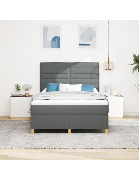 Letto a molle con materasso Grigio scuro 160 x 200 cm Tessuto