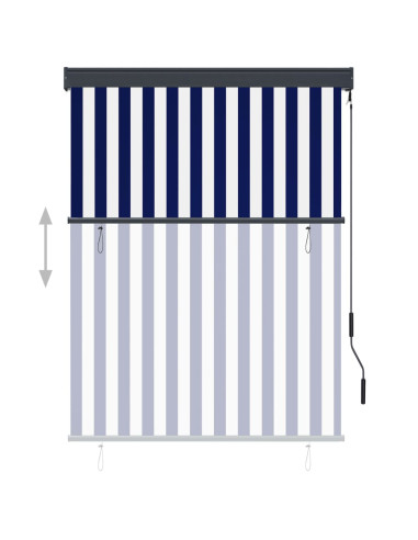 Tenda a Rullo per Esterni 120x250 cm Blu e Bianca