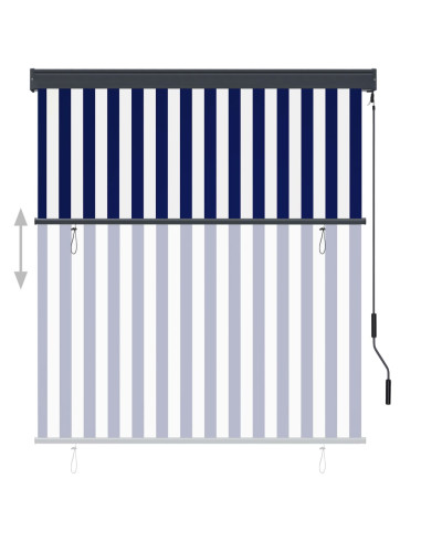 Tenda a Rullo per Esterni 140x250 cm Blu e Bianca