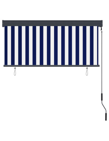 Tenda a Rullo per Esterni 140x250 cm Blu e Bianca