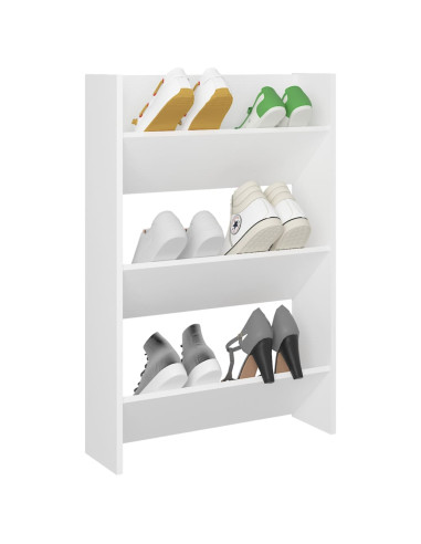 Scarpiera a Muro Bianca 60x18x90 cm in Legno Multistrato