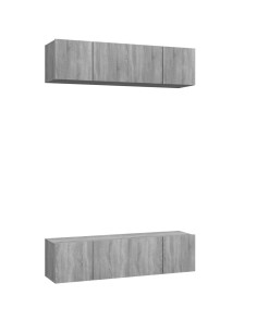 Mobili TV Parete 4pz Grigio Sonoma 60x30x30cm Legno Multistrato