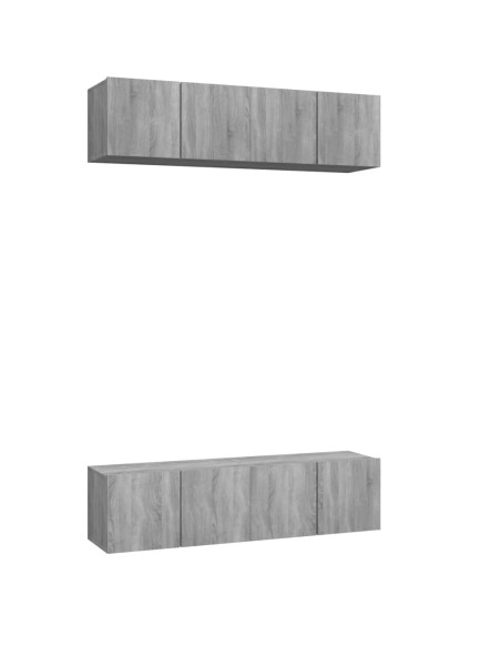 Mobili TV Parete 4pz Grigio Sonoma 60x30x30cm Legno Multistrato