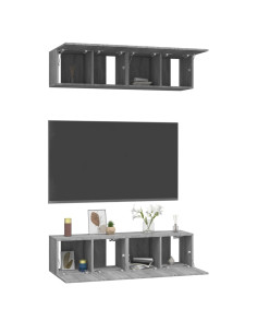 Mobili TV Parete 4pz Grigio Sonoma 60x30x30cm Legno Multistrato 2