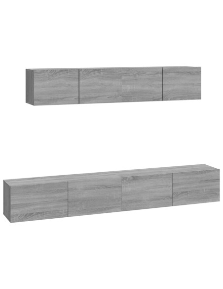 Set di Mobili Porta TV 4 pz Grigio Sonoma in Legno Multistrato
