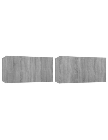 Set di Mobili Porta TV 4 pz Grigio Sonoma in Legno Multistrato