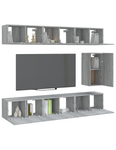 Set di Mobili Porta TV 7 pz Grigio Sonoma in Legno Multistrato 2