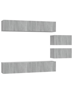 Set di Mobili Porta TV 6 pz Grigio Sonoma in Legno Multistrato