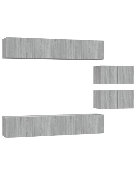 Set di Mobili Porta TV 6 pz Grigio Sonoma in Legno Multistrato