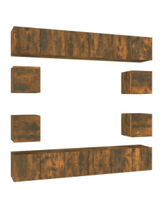 Set Mobili Porta TV 10 pz Rovere Fumo in Legno Multistrato