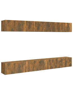 Mobili TV 8 pz Rovere Fumo 60x30x30 cm in Legno Ingegnerizzato