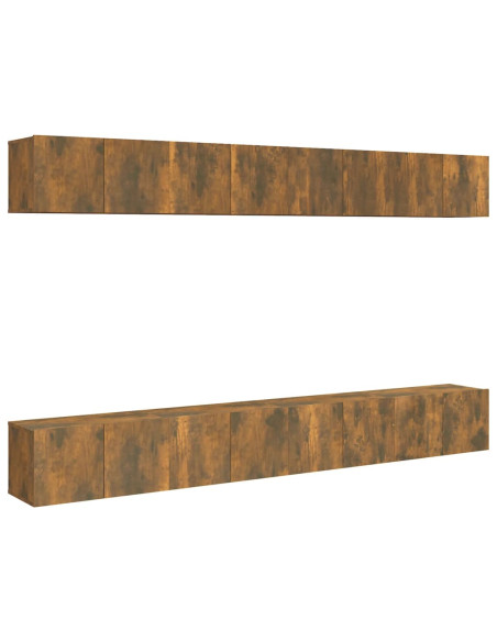 Mobili TV 8 pz Rovere Fumo 60x30x30 cm in Legno Ingegnerizzato