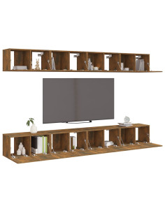 Mobili TV 8 pz Rovere Fumo 60x30x30 cm in Legno Ingegnerizzato 2