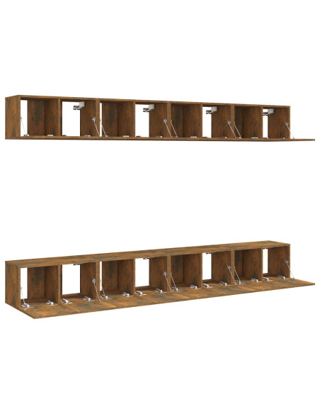 Mobili TV 8 pz Rovere Fumo 60x30x30 cm in Legno Ingegnerizzato
