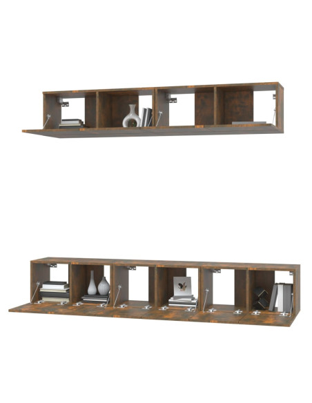 Set di Mobili Porta TV 5 pz Rovere Fumo in Legno Multistrato
