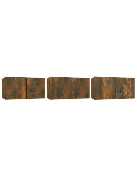 Set di Mobili Porta TV 5 pz Rovere Fumo in Legno Multistrato