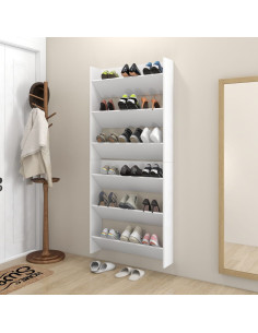 Scarpiere a Muro 2pz Bianche 80x18x90 cm in Legno Multistrato 2