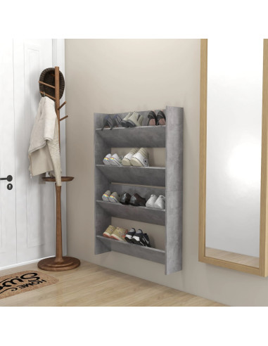 Scarpiere Muro 2pz Grigio Cemento 80x18x60cm Legno Multistrato