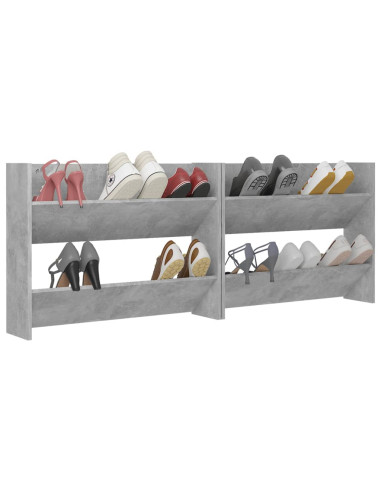 Scarpiere Muro 2pz Grigio Cemento 80x18x60cm Legno Multistrato