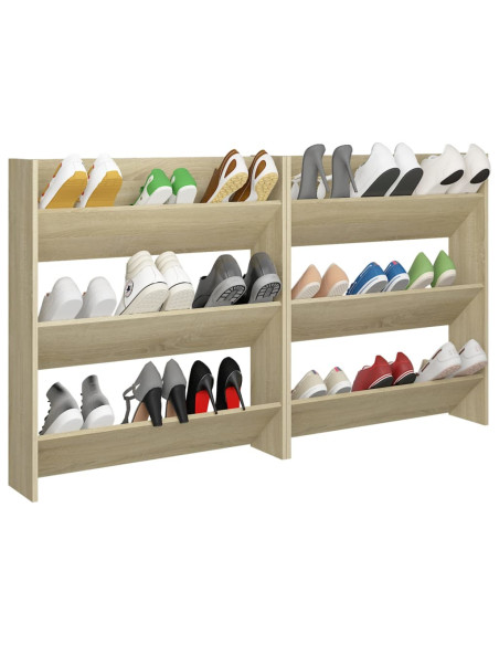 Scarpiere a Muro 2pz Rovere Sonoma 80x18x90cm Legno Multistrato