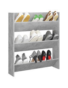 Scarpiera a Muro Grigio Cemento 80x18x90cm in Legno Multistrato 2