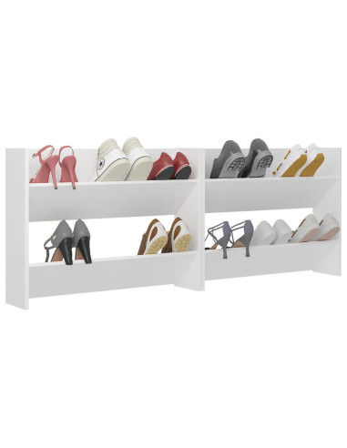 Scarpiere a Muro 2pz Bianche 80x18x60 cm in Legno Multistrato