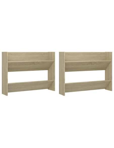 Scarpiere a Muro 2pz Rovere Sonoma 80x18x60cm Legno Multistrato