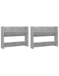 Scarpiere Muro 2pz Grigio Cemento 80x18x60cm Legno Multistrato