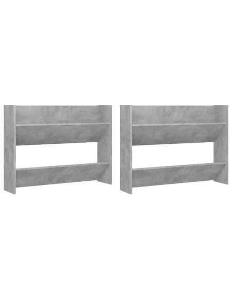 Scarpiere Muro 2pz Grigio Cemento 80x18x60cm Legno Multistrato