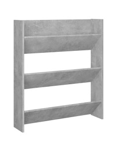 Scarpiera a Muro Grigio Cemento 80x18x90cm in Legno Multistrato