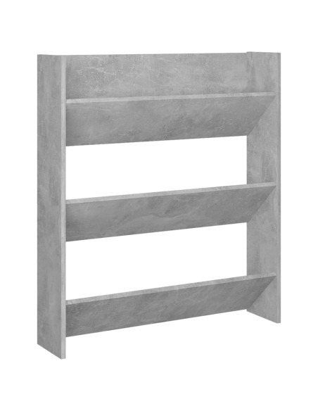 Scarpiera a Muro Grigio Cemento 80x18x90cm in Legno Multistrato