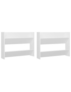 Scarpiere a Muro 2pz Bianche 80x18x60 cm in Legno Multistrato